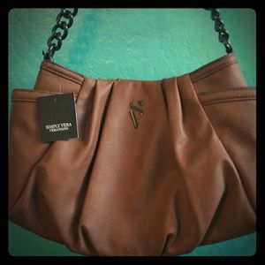 NWT. Simply Vera Wang dark tan handbag